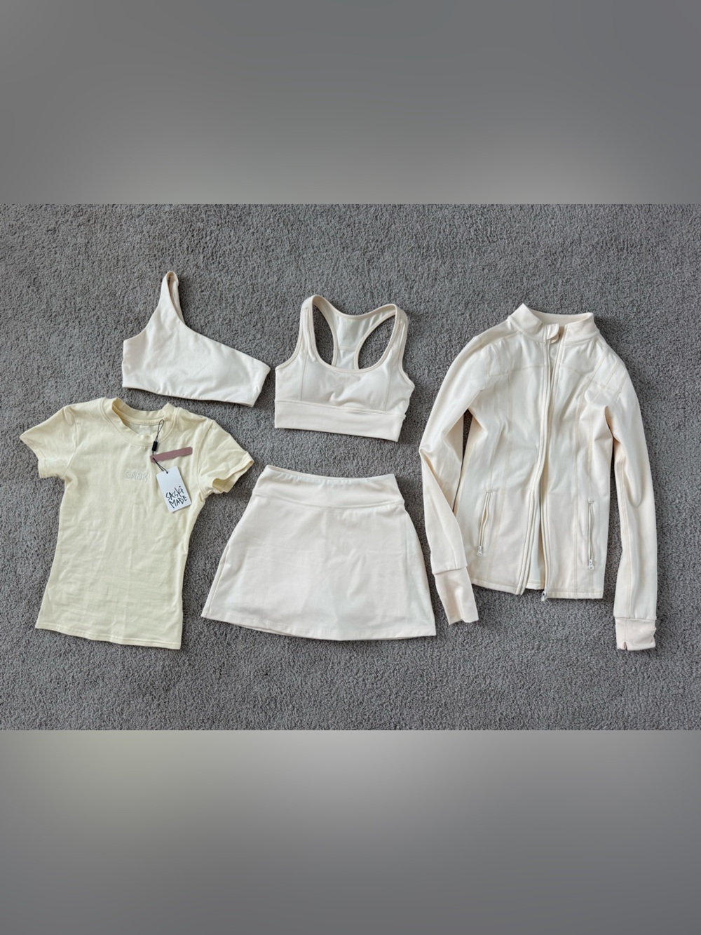 Saski collection skirt and tops in butter